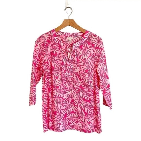 𝅺nwt Talbots Palm Print Tunic Top Blouse Women’s Size S - Picture 4 of 10